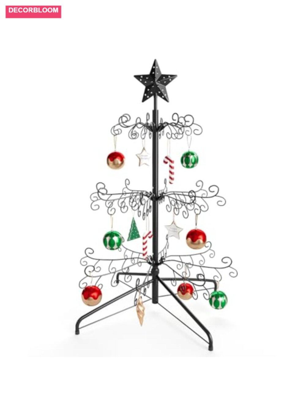 3 ft Metal Christmas Ornament Display Stand Tree 112 Hooks